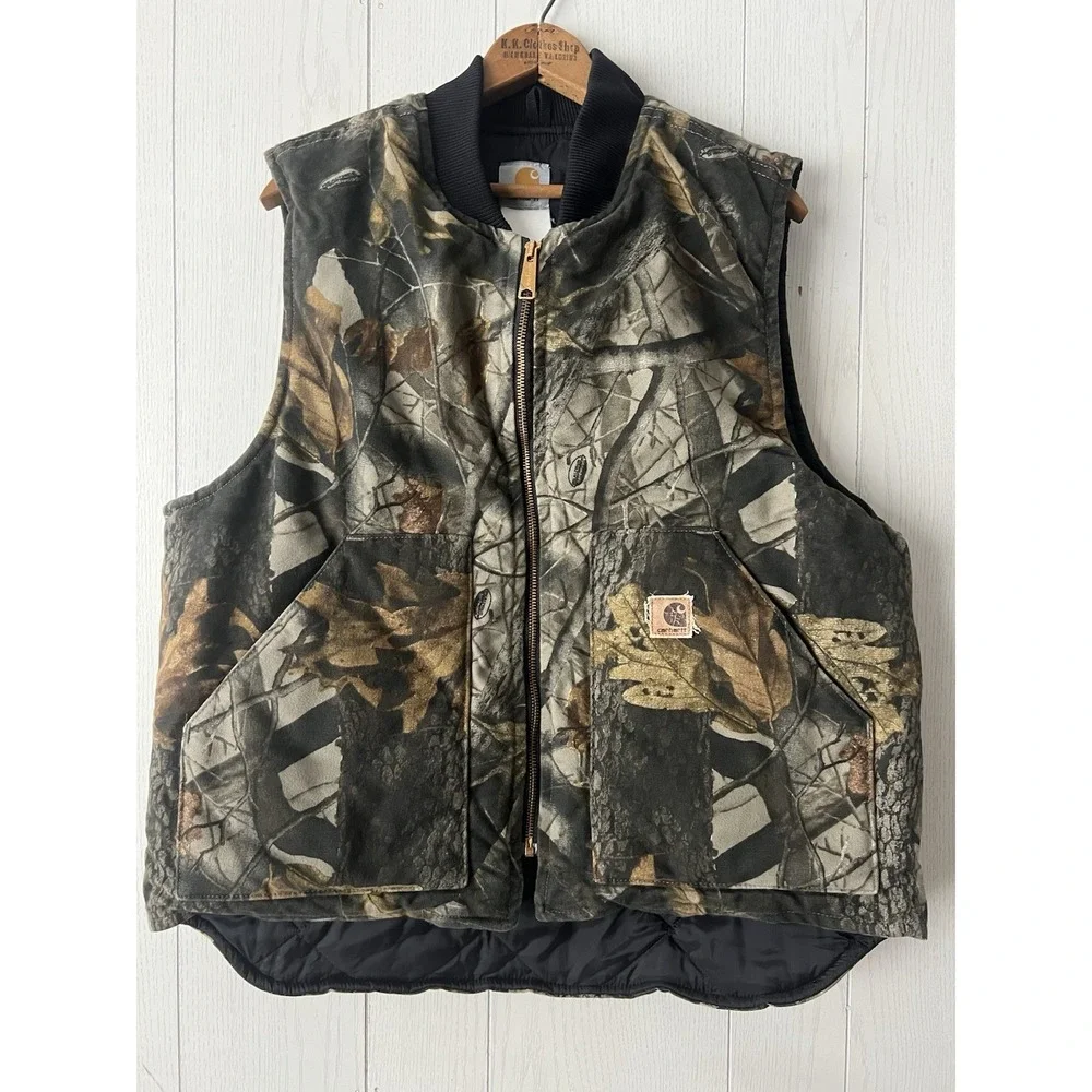 VTG Carhartt V20 CMO Realtree Camo Arctic Quilt Lined Vest Mens L USA